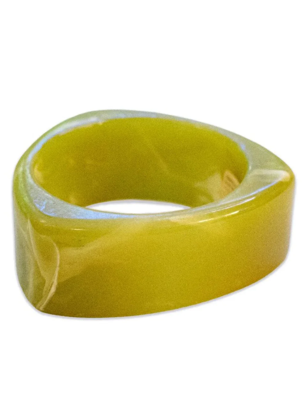 Triangular Green Jade Bangle Light Green with White Marbling